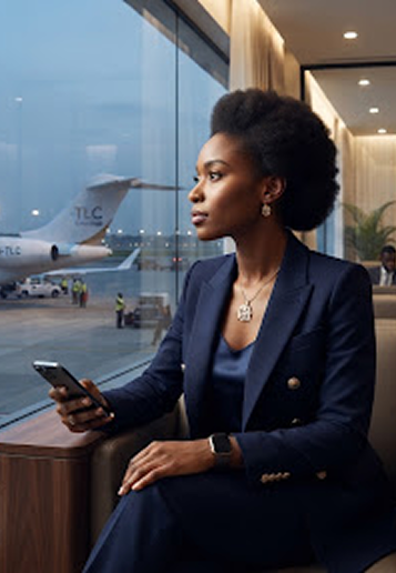 Woman at Airport Lounge