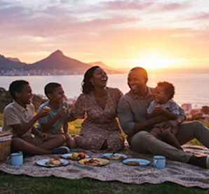 Family sunset picnic