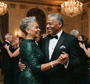 Elegant couple dancing at gala