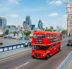 London Bridge with red bus