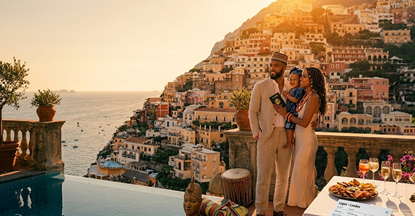 Amaka and Chinedu in Santorini