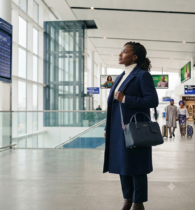 Woman in airport terminal